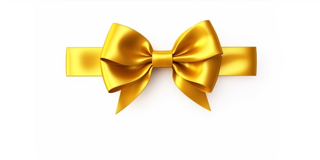 there is a gold bow on a white background generative ai