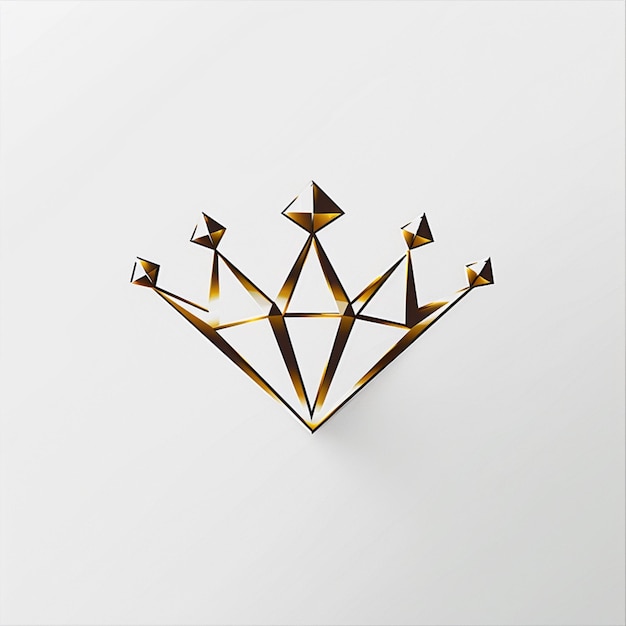 Photo there is a gold sculpture of a crown on a white surface generative ai