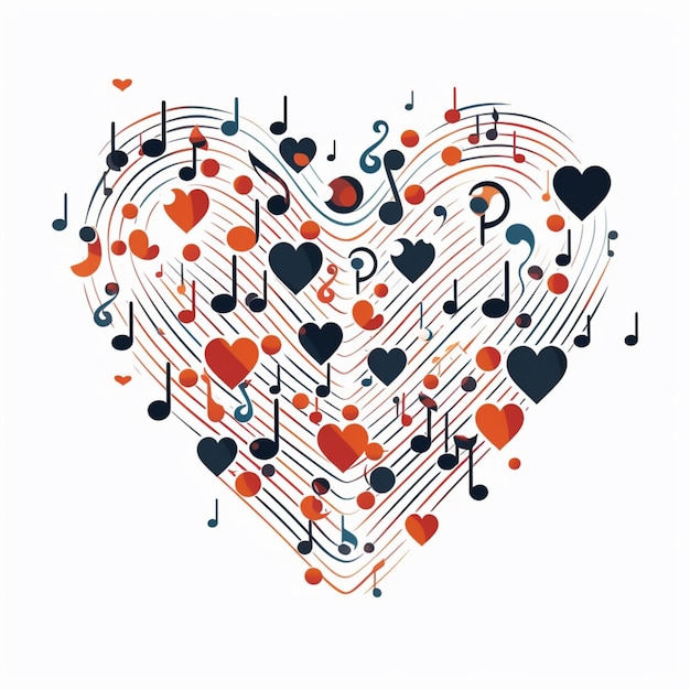 There is a heart made of musical notes and hearts generative ai