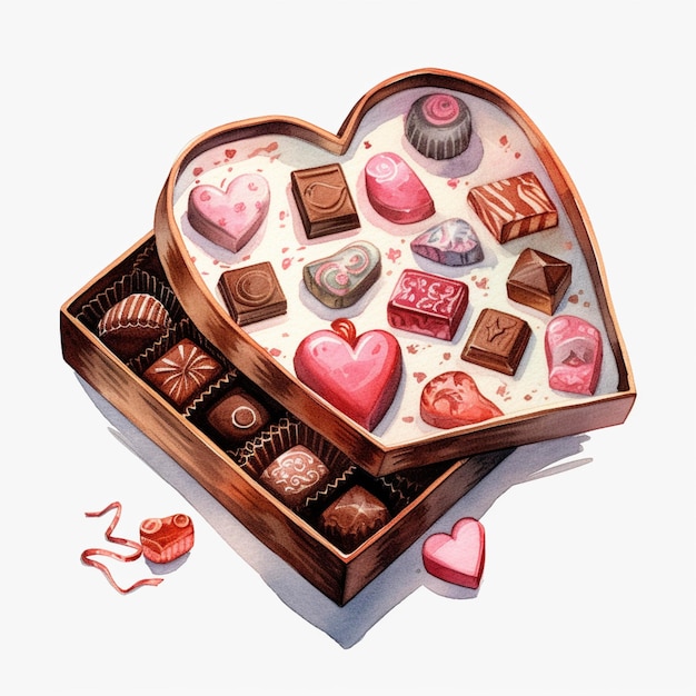 There is a heart shaped box of chocolates with a bow generative ai