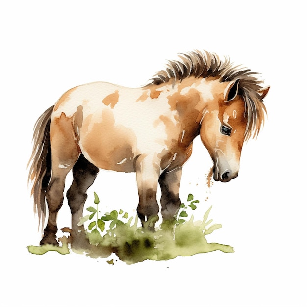 There is a horse that is standing in the grass generative ai