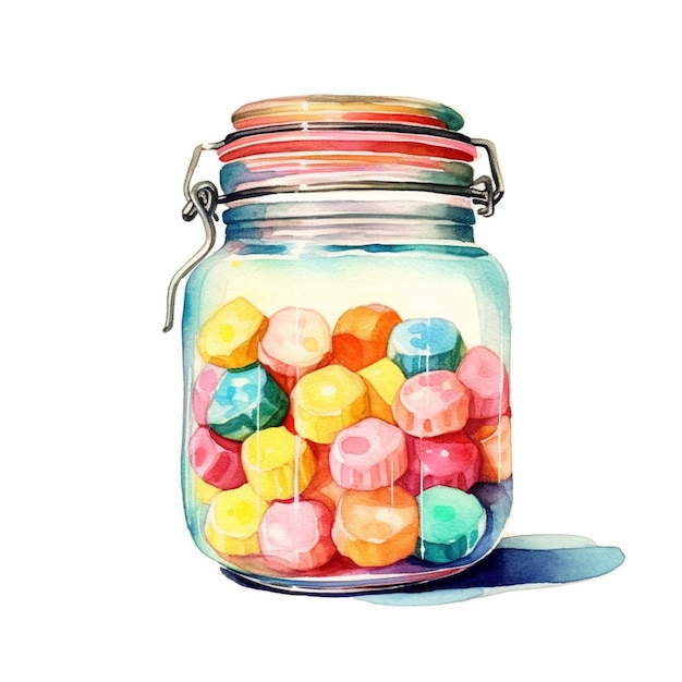 There is a jar of candy that is sitting on the table generative ai