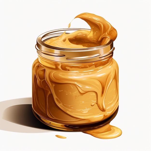 there is a jar of peanut butter with a spoon sticking out of it generative ai