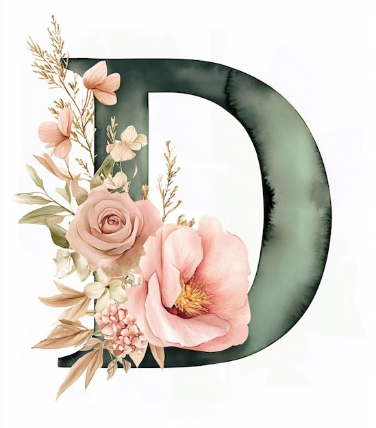 Photo there is a large letter d with flowers on it generative ai