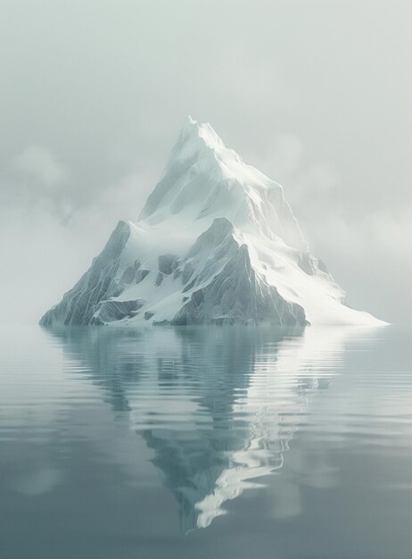 there is a large mountain that is reflected in the water generative ai