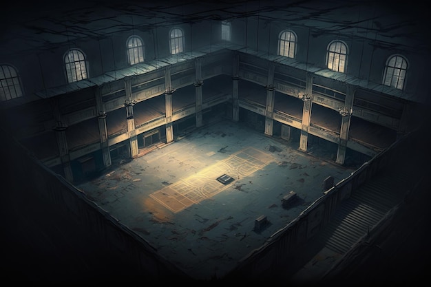 There is a large room with a lot of windows and a floor generative ai