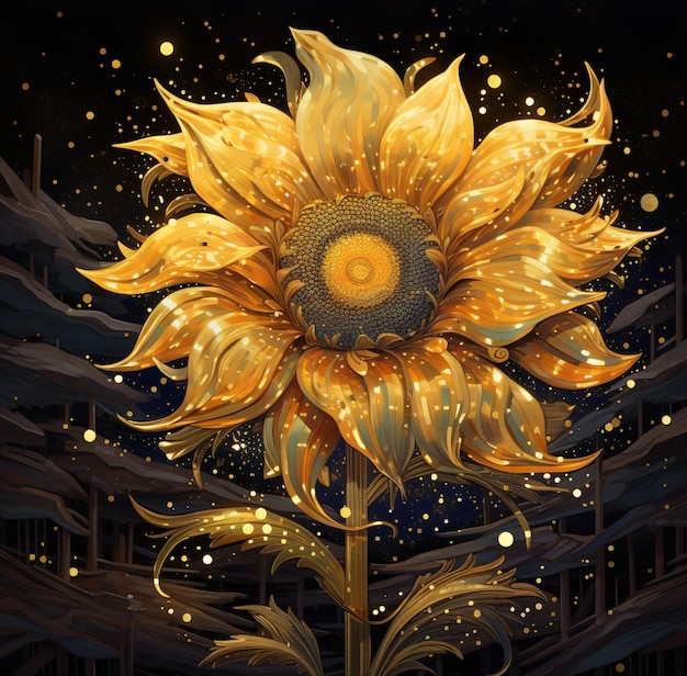 there is a large sunflower with many petals on it generative ai