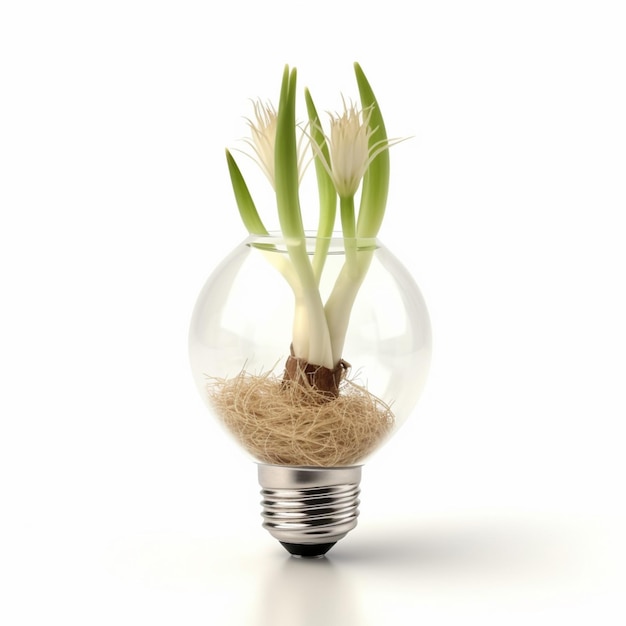 There is a light bulb with a plant inside of it generative ai