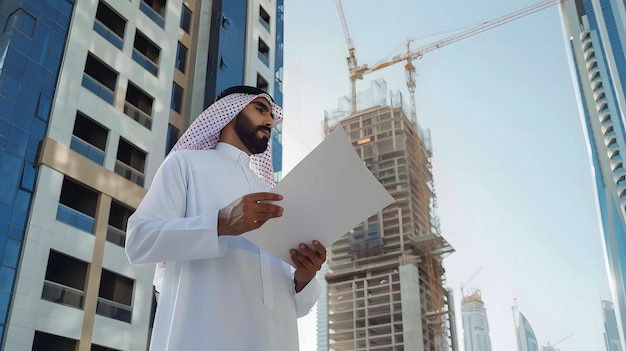 there is a man wearing a hard hat and safety glasses holding some construction plans or blueprints