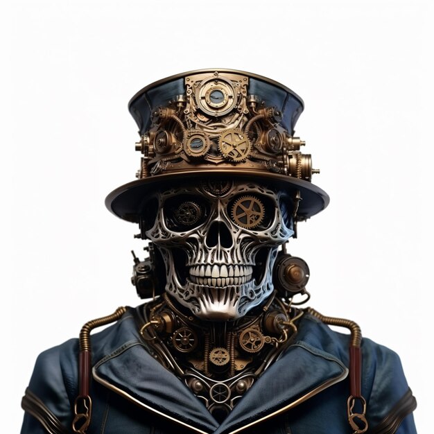 there is a man wearing a hat and a steam punk outfit generative ai