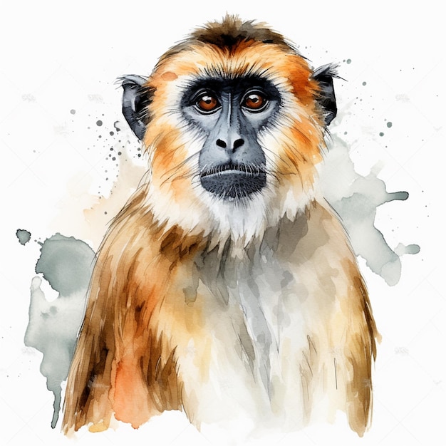 there is a monkey with a brown face and a black nose generative ai