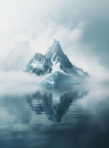 there is a mountain that is reflected in the water generative ai