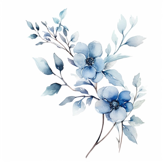 There is a painting of a blue flower on a white background generative ai