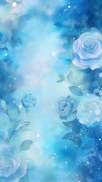 There is a painting of blue roses on a blue background generative ai