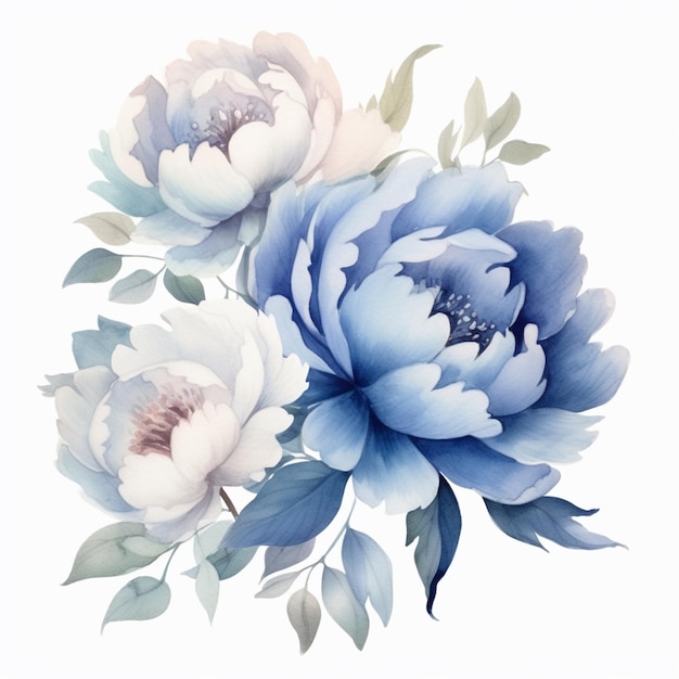 There is a painting of a bouquet of flowers on a white background generative ai