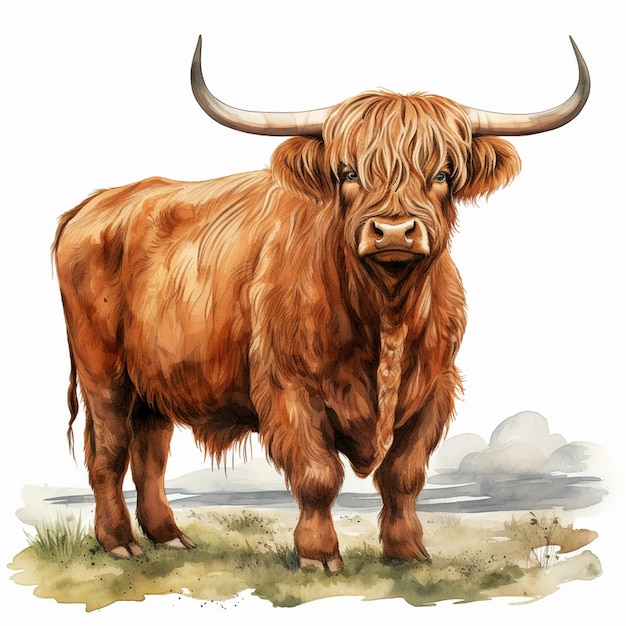 there is a painting of a brown cow standing in a field generative ai