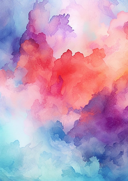 There is a painting of a colorful cloud with a red and blue sky generative ai