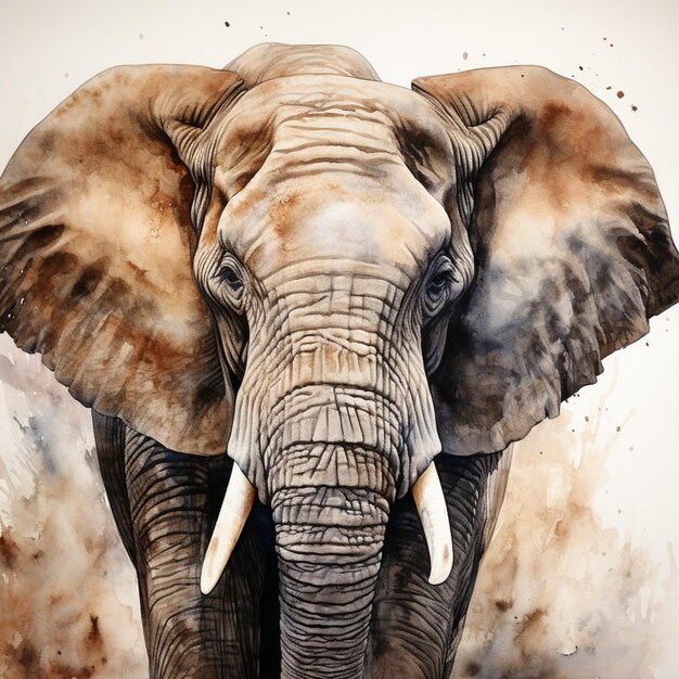 there is a painting of an elephant with a large tusk generative ai