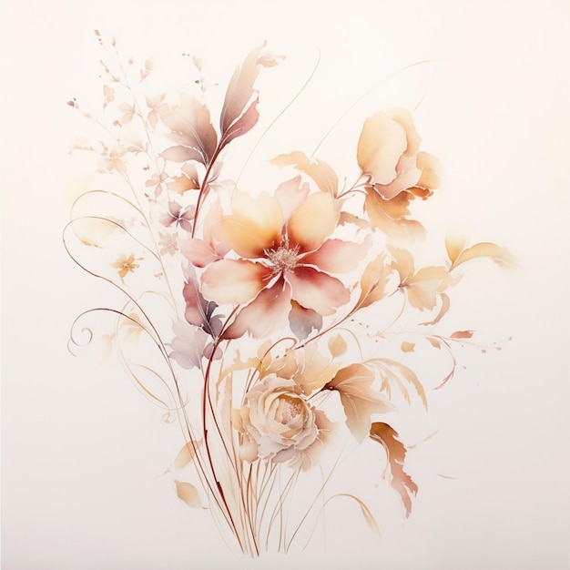 There is a painting of flowers on a white background generative ai