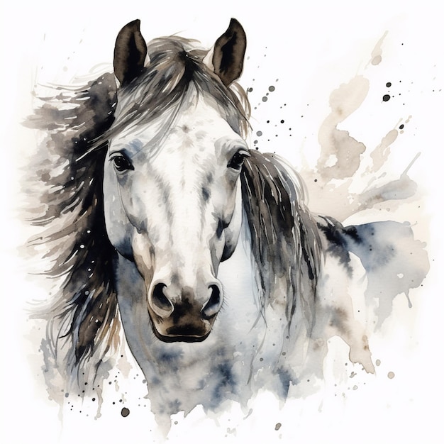 there is a painting of a horse with a white face generative ai