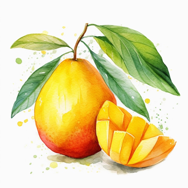 there is a painting of a mango and a half of it generative ai