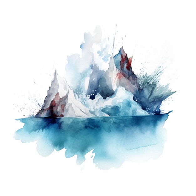 There is a painting of a mountain with a body of water generative ai