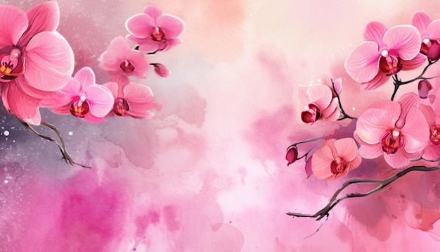 There is a painting of pink flowers on a pink background generative ai