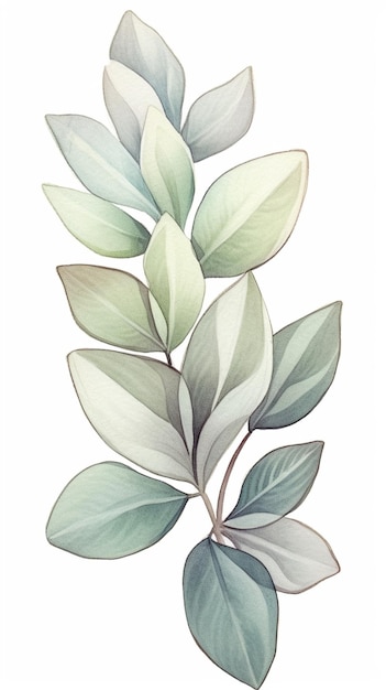 There is a painting of a plant with green leaves on it generative ai