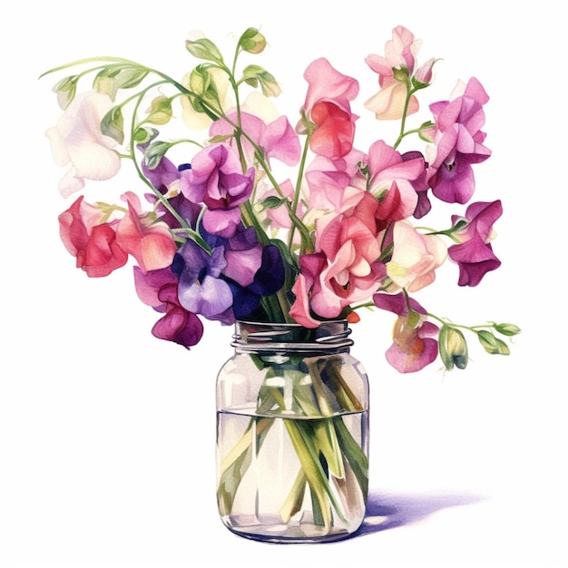 There is a painting of a vase with flowers in it generative ai