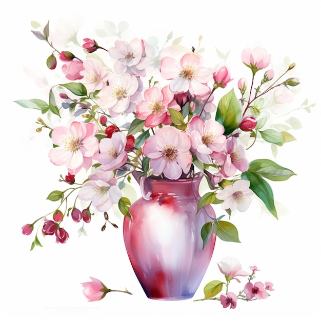 there is a painting of a vase with flowers in it generative ai