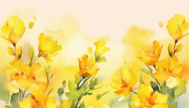 There is a painting of yellow flowers on a white background generative ai