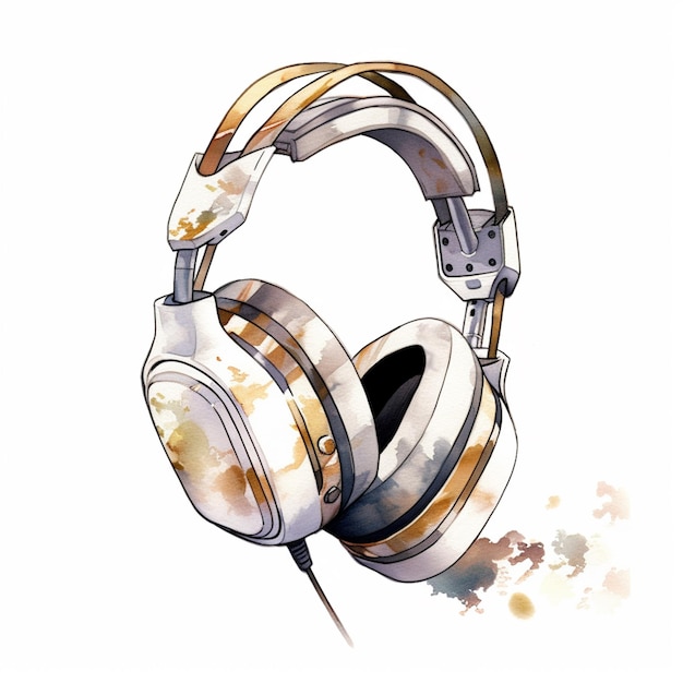 There is a pair of headphones with a watercolor effect generative ai