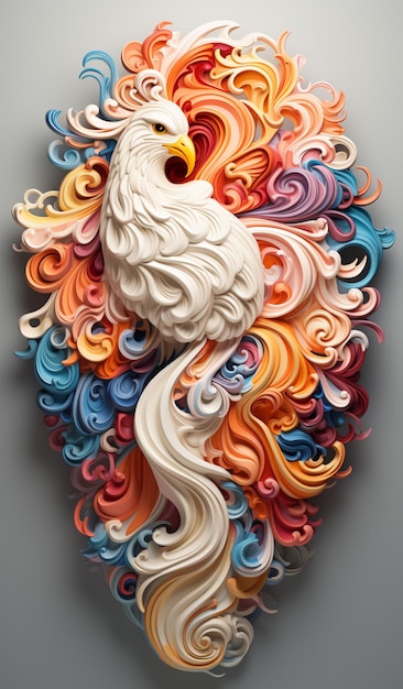 there is a paper art of a bird with colorful swirls generative ai