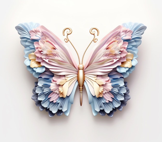 There is a paper butterfly with pink generative ai