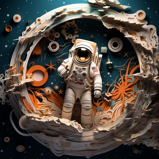 there is a paper cut of an astronaut in a space suit generative ai