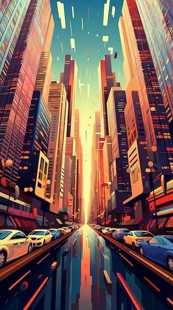 There is a picture of a city street with cars and buildings generative ai