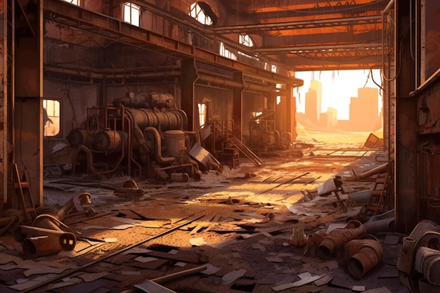 There is a picture of a factory with a lot of rust generative ai