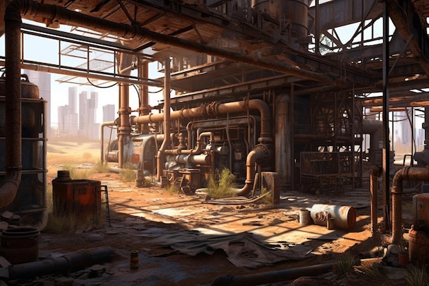 There is a picture of a factory with pipes and pipes generative ai