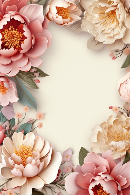 there is a picture of a floral frame with paper flowers generative ai