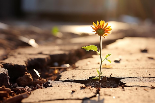 There is a picture of a flower that is growing on the ground