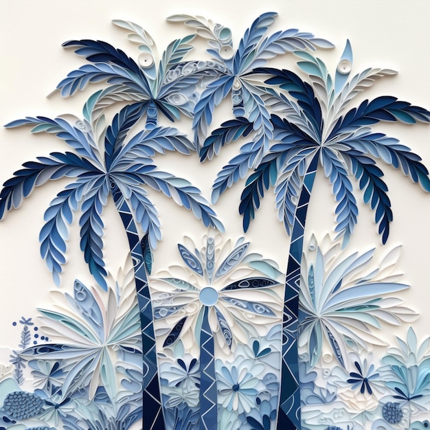 there is a picture of a paper cut of a palm tree generative ai