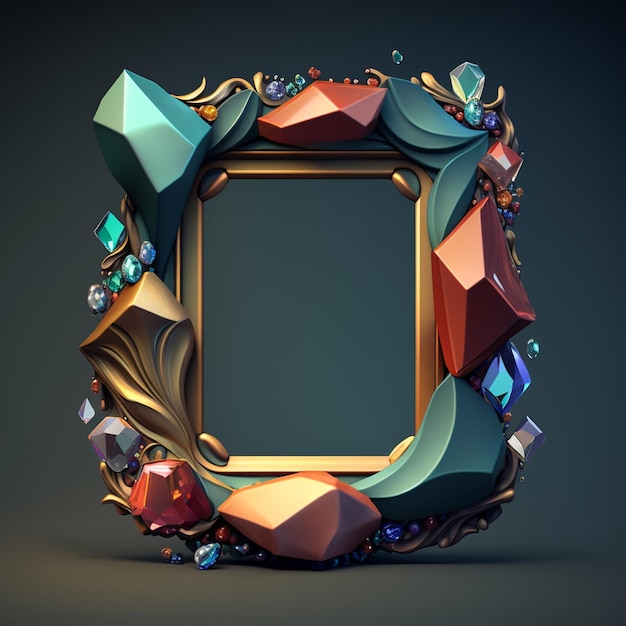 There is a picture of a picture frame with jewels and gems generative ai