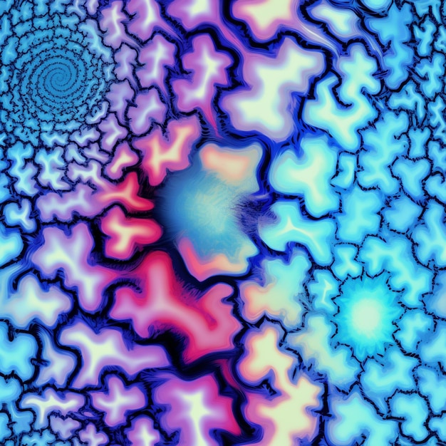 There is a picture of a psychedelic image of a blue and pink cloud generative ai