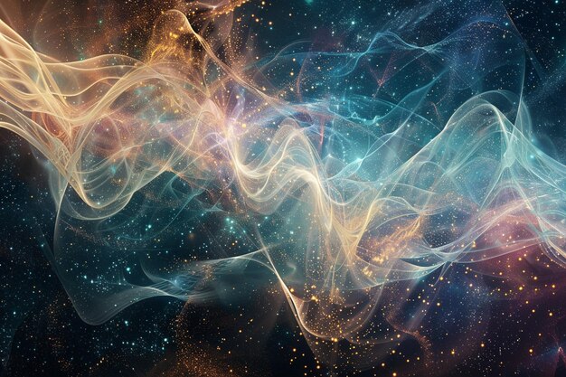 Photo there is a picture of a space scene with a blue and yellow smoke generative ai