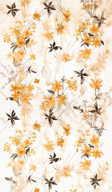 there is a picture of a wallpaper with yellow flowers on it generative ai