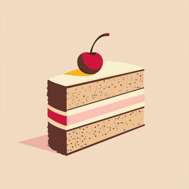 Photo there is a piece of cake with a cherry on top generative ai