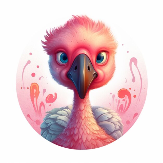 there is a pink bird with a big beak and a big nose generative ai