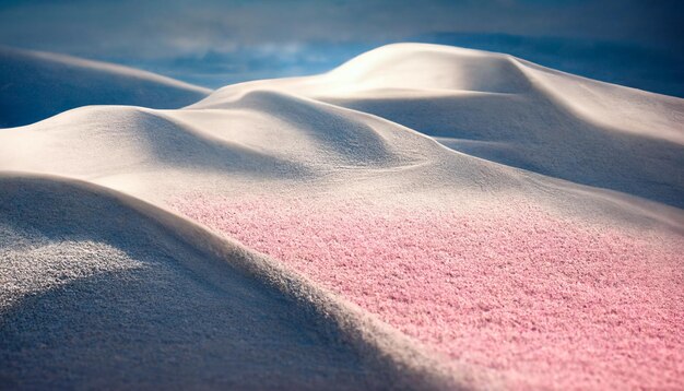 There is a pink blanket on a bed covered in snow generative ai