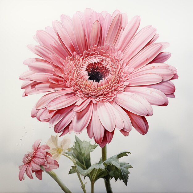 there is a pink flower that is in a vase on the table generative ai