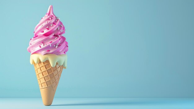 there is a pink ice cream cone with a waffle on it generative ai